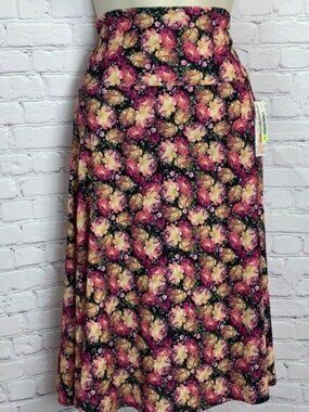NEW Stretch Azure Skirt vibrant Floral print Knee length adjustable yoga waist